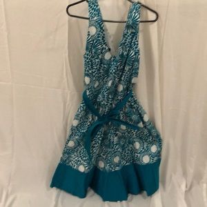 Turquoise and white party dress Size 14